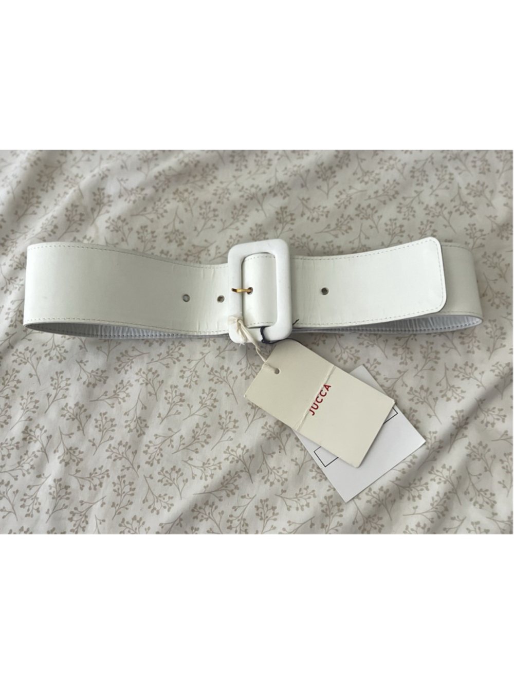 New Jucca White Wide Waist Belt Women’s Size Medium Italy Retro Luxury Coastal